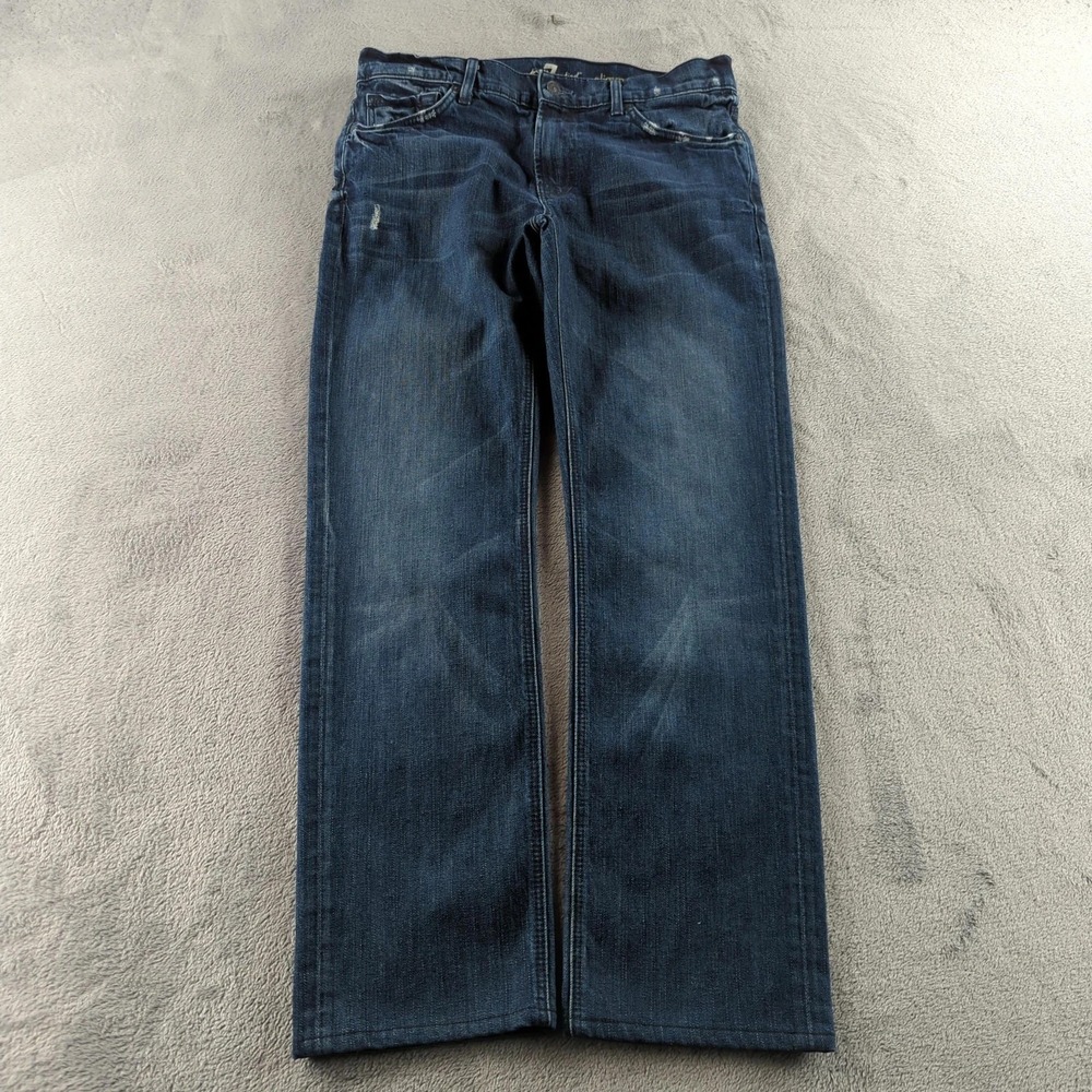 7 For All Mankind Slimmy Jeans Mens 33 Blue Slim Straight Stretch‎ Denim Pants